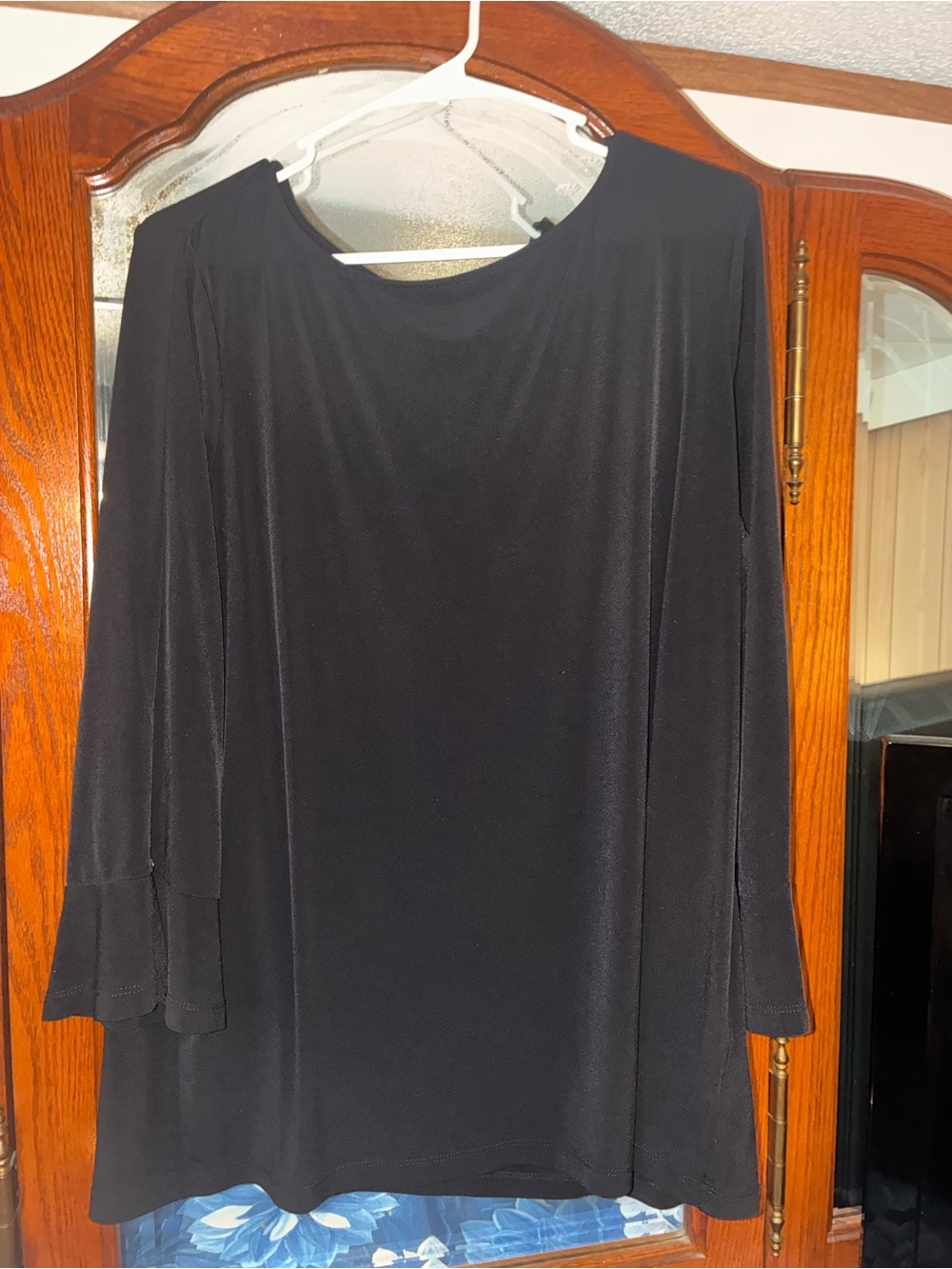Susan Graver Black Long-Sleeve Draped Tunic Dress